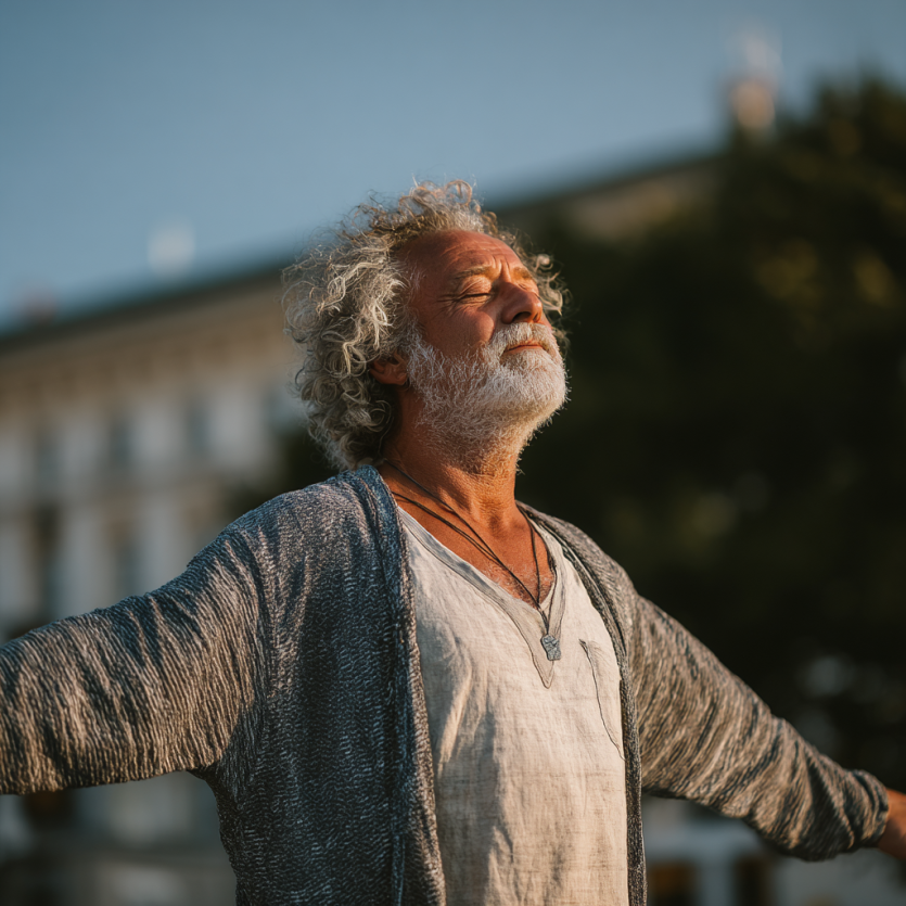 Активні люди поважного віку займаються йогою